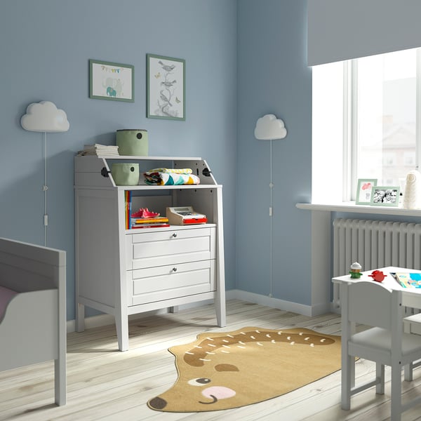 SUNDVIK changing table/chest of drawers, grey, 78x18x46 cm