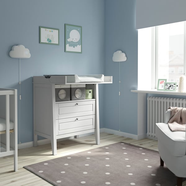 SUNDVIK changing table/chest of drawers, grey, 78x18x46 cm