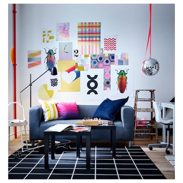 Ikea SVALLERUP - Rug flatwoven, in/outdoor, black/white, 200x200 cm