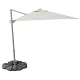 SVALÖN / IGGÖN parasol, hanging with base, light grey-beige/dark grey, 300x200 cm