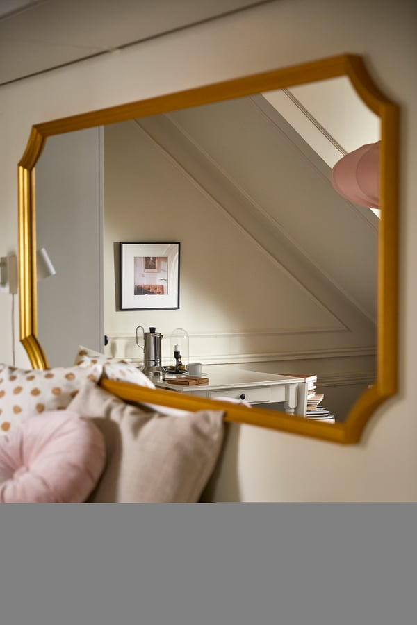 SVANSELE mirror, gold-colour, 73x158 cm