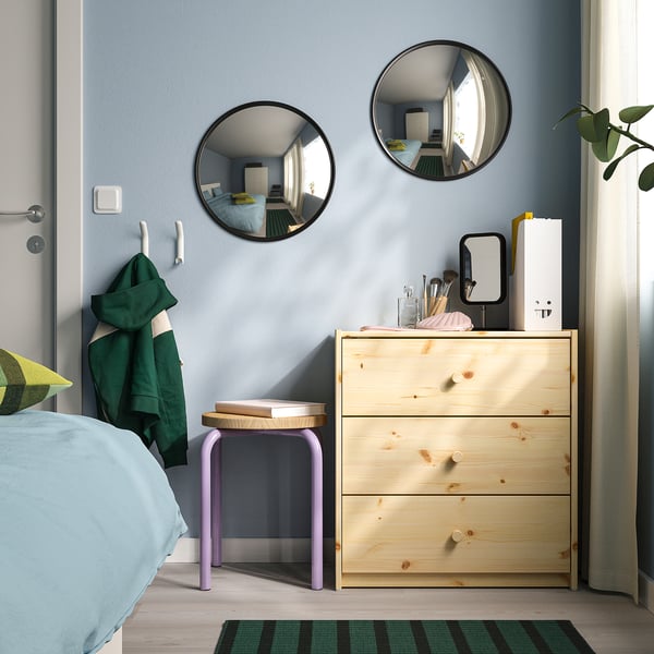 SVARTBJÖRK decorative convex mirror, black, 41 cm