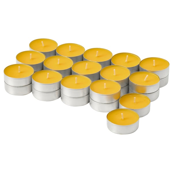 SVARTOXBÄR scented tealight, Mimosa/yellow, 3.8 cm, 30 pack
