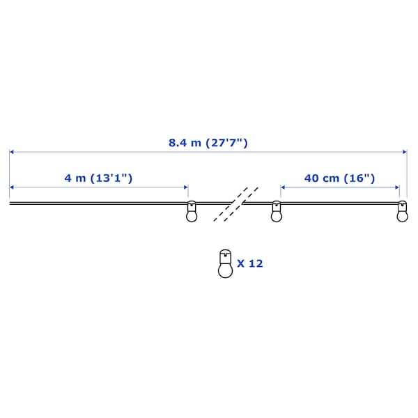 Ikea SVARTRÅ LED lighting 12 lights, black/outdoor ,