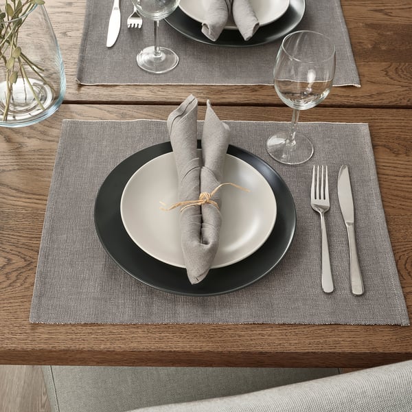SVARTSENAP place mat, grey, 35x45 cm
