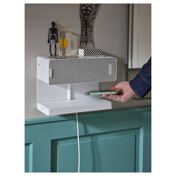 SYMFONISK shelf w wireless charger, white, 306 mmx220 mmx133 mm cm