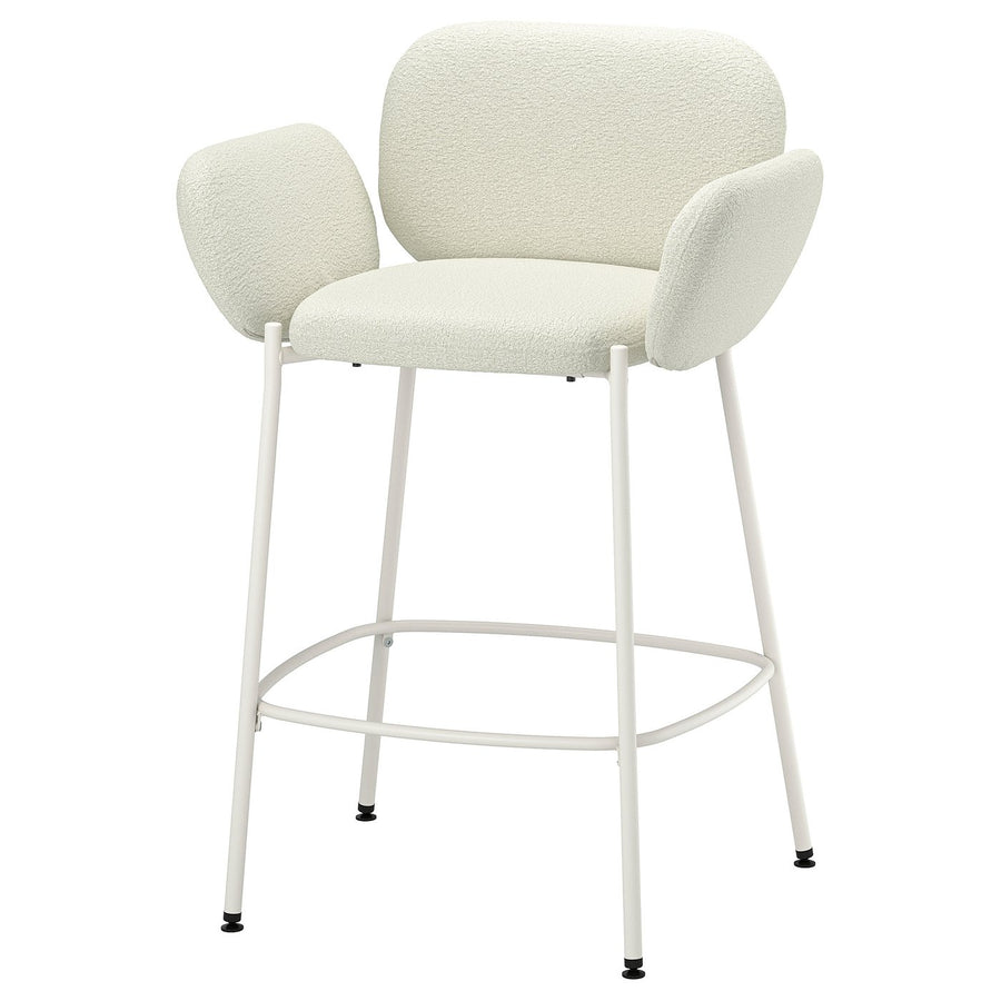 SYNTORP bar stool with backrest, counter height white/Axvall off-white, 66 cm