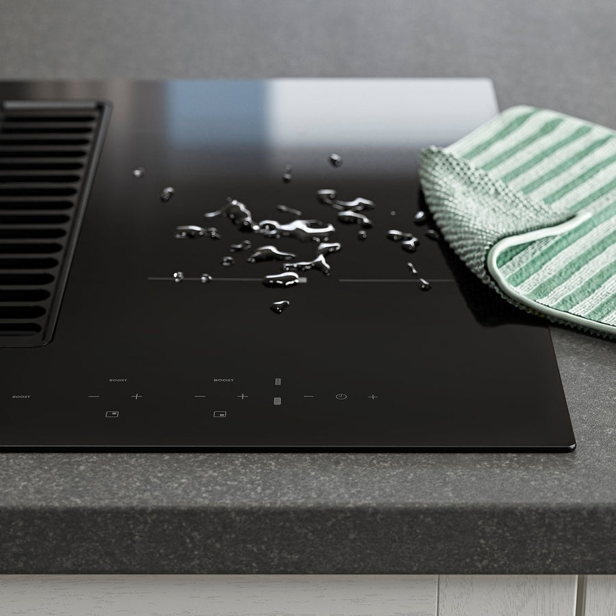 TÄCKNAN induction hob/integrated extractor, IKEA 300 black, 56.0x50.0x49.0 cm