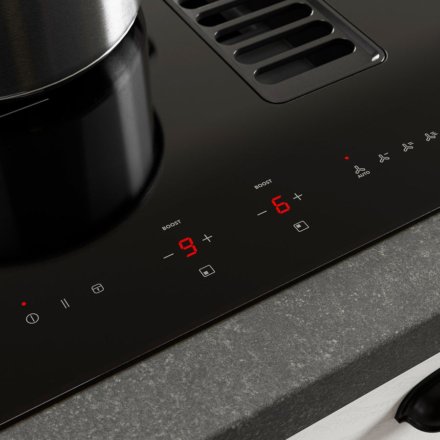 TÄCKNAN induction hob/integrated extractor, IKEA 300 black, 80 cm