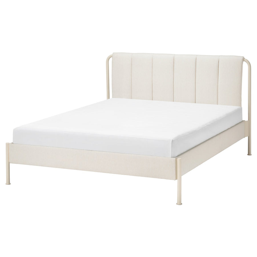 TÄLLÅSEN upholstered bed frame, Kulsta light beige/Lillhällan, 200x175 cm