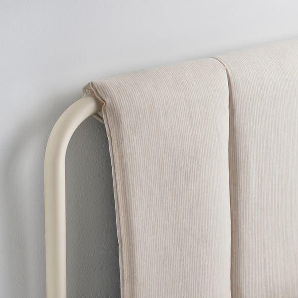 TÄLLÅSEN upholstered bed frame, Kulsta light beige/Lönset, 140x200 cm