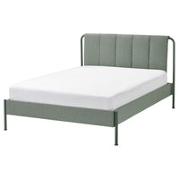 TÄLLÅSEN upholstered bed frame, Kulsta grey-green/Lillhällan, 140x200 cm