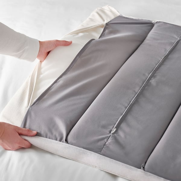 TÄLLÅSEN upholstered bed frame with mattress, Kulsta light beige/Valevåg extra firm, 160x200 cm