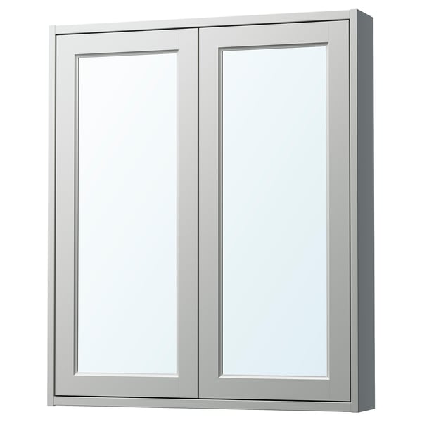 TÄNNFORSEN mirror cabinet with doors, light grey, 80x15x95 cm