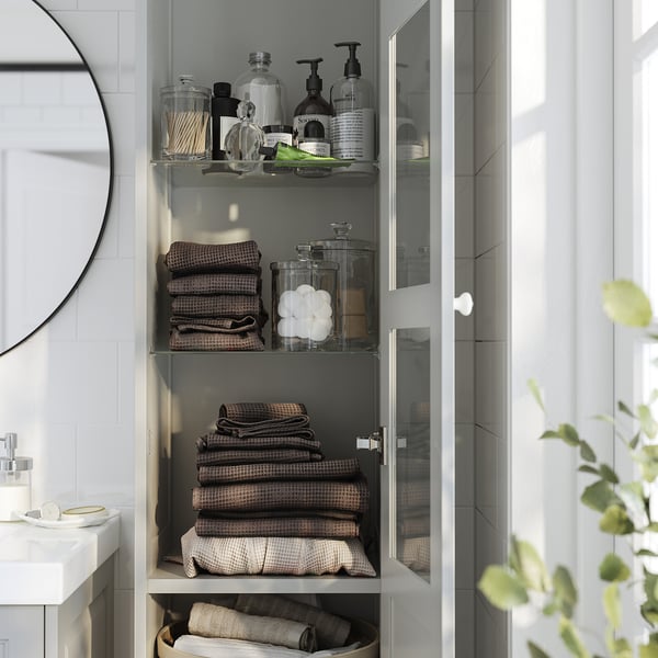 TÄNNFORSEN high cabinet with door, light grey, 40x35x195 cm