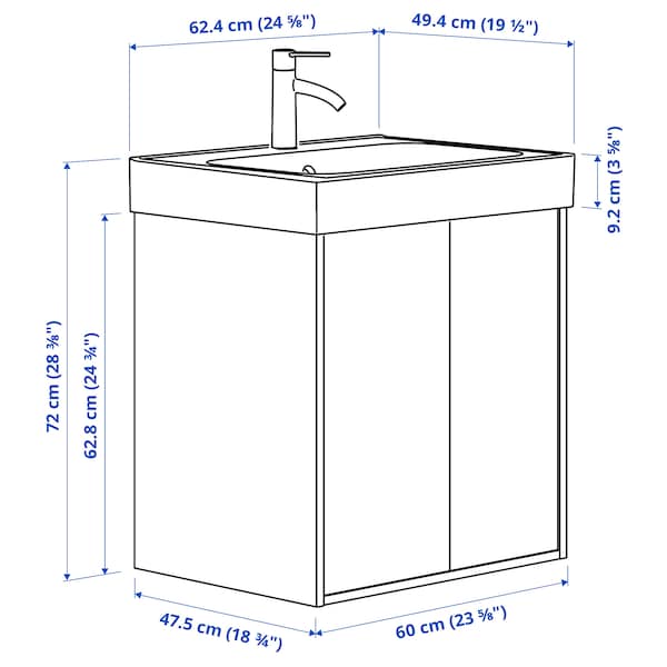 Ikea TÄNNFORSEN / ORRSJÖN - Washbasin/drawer unit pr/misc, white,62x49x72 cm