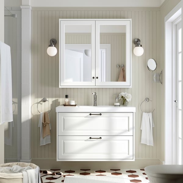 TÄNNFORSEN / ORRSJÖN wash-stnd w drawers/wash-basin/tap, white, 102x49x69 cm