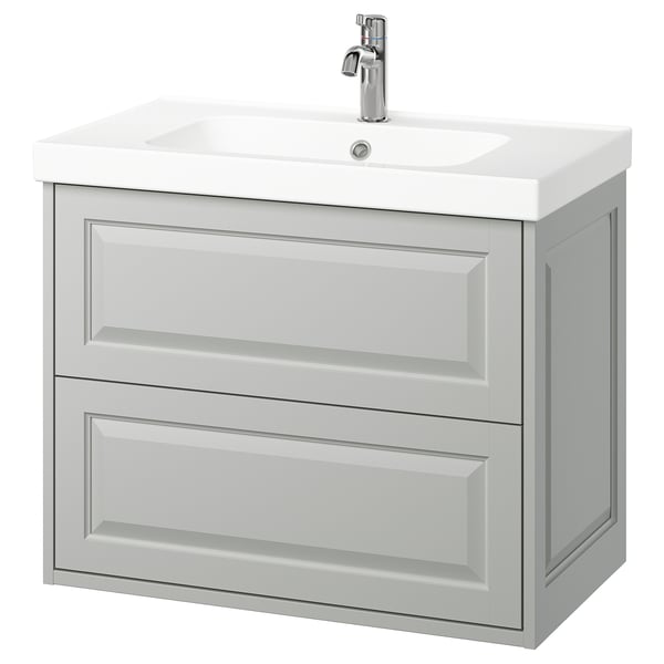 TÄNNFORSEN / ORRSJÖN wash-stnd w drawers/wash-basin/tap, light grey, 82x49x69 cm