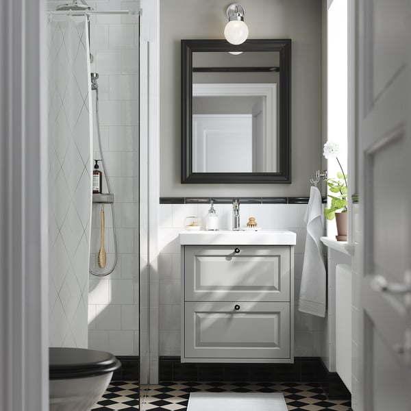 TÄNNFORSEN / ORRSJÖN wash-stnd w drawers/wash-basin/tap, light grey, 62x49x69 cm