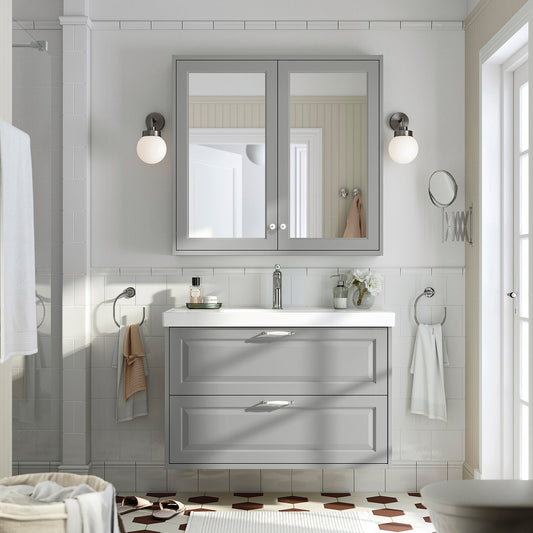TÄNNFORSEN / ORRSJÖN wash-stnd w drawers/wash-basin, light grey, 102x49x69 cm