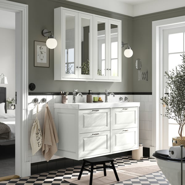 TÄNNFORSEN / ORRSJÖN wash-stand/wash-basin/taps, white, 122x49x74 cm