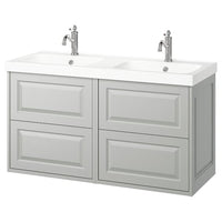 TÄNNFORSEN / ORRSJÖN wash-stand/wash-basin/taps, light grey, 122x49x74 cm