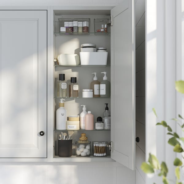 TÄNNFORSEN wall cabinet with door, light grey, 40x15x95 cm