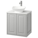 TÄNNFORSEN / VÄSTERSJÖN wash-stnd w doors/wash-basin/tap, light grey/white marble effect, 62x49x79 cm