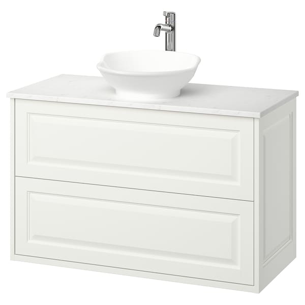 Ikea TÄNNFORSEN / VÄSTERSJÖN - Washbasin/drawer/misc cabinet, white/white marble effect,102x49x79 cm