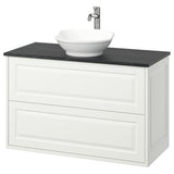 TÄNNFORSEN / VÄSTERSJÖN wash-stnd w drawers/wash-basin/tap, white/black marble effect, 102x49x79 cm