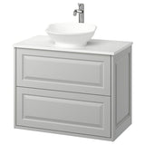 TÄNNFORSEN / VÄSTERSJÖN wash-stnd w drawers/wash-basin/tap, light grey/white marble effect, 82x49x79 cm