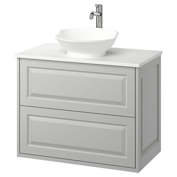 Ikea TÄNNFORSEN / VÄSTERSJÖN - Washbasin/drawer/misc cabinet, light gray/white marble effect,82x49x79 cm