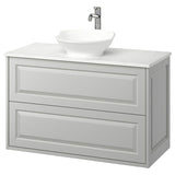TÄNNFORSEN / VÄSTERSJÖN wash-stnd w drawers/wash-basin/tap, light grey/white marble effect, 102x49x79 cm