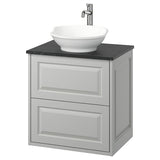 TÄNNFORSEN / VÄSTERSJÖN wash-stnd w drawers/wash-basin/tap, light grey/black marble effect, 62x49x79 cm