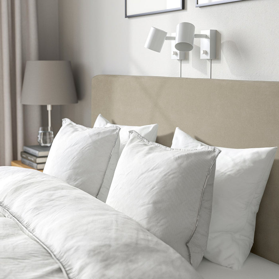TÄRNKULLEN upholstered bed frame, Kelinge beige/Lindbåden, 140x200 cm