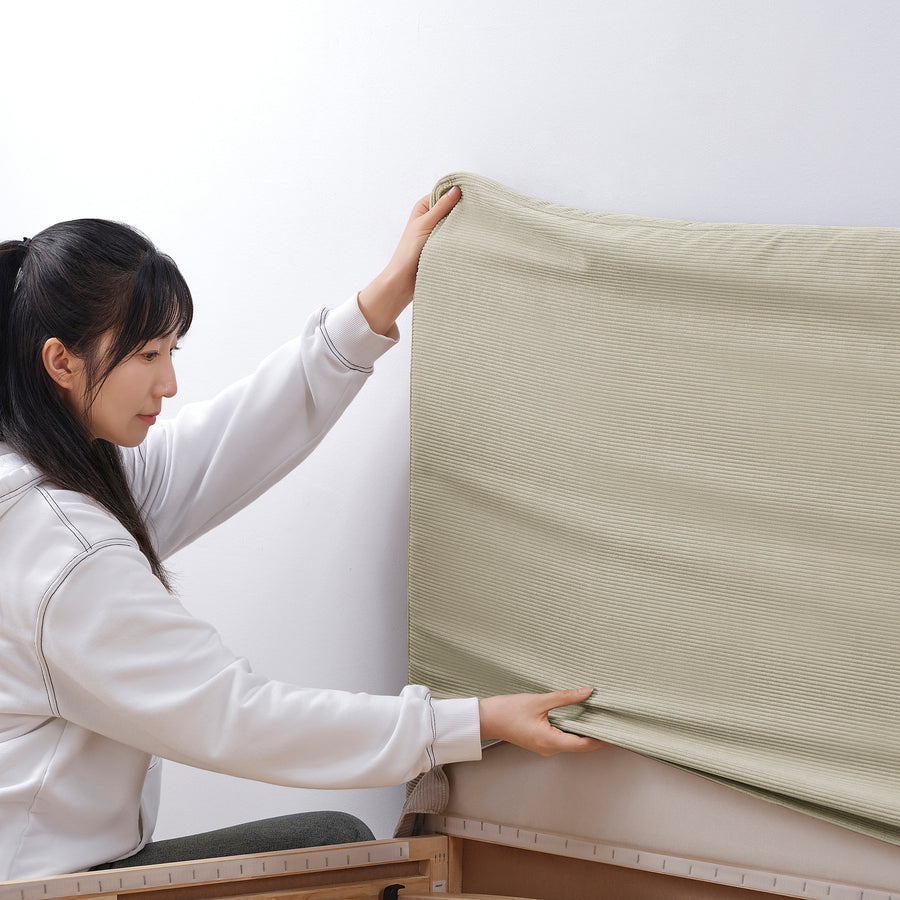 TÄRNKULLEN upholstered bed frame, Kelinge beige/Luröy, 140x200 cm