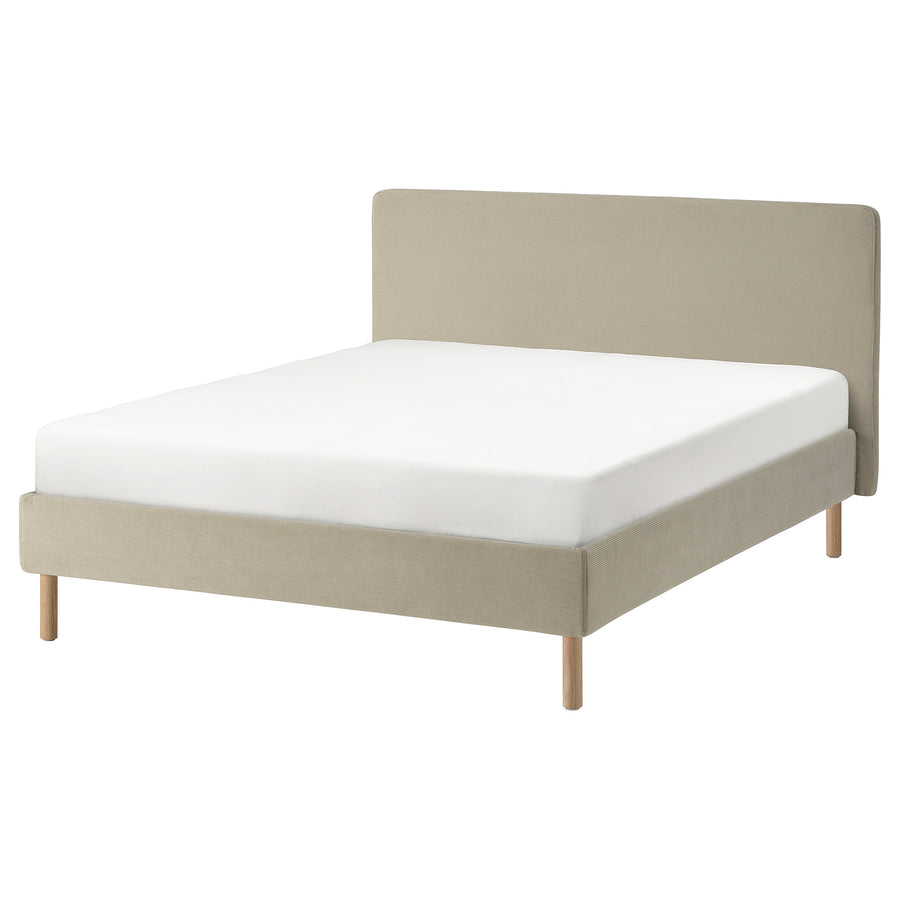 TÄRNKULLEN upholstered bed frame, Kelinge beige/Luröy, 140x200 cm