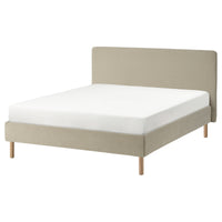 TÄRNKULLEN upholstered bed frame, Kelinge beige/Luröy, 140x200 cm