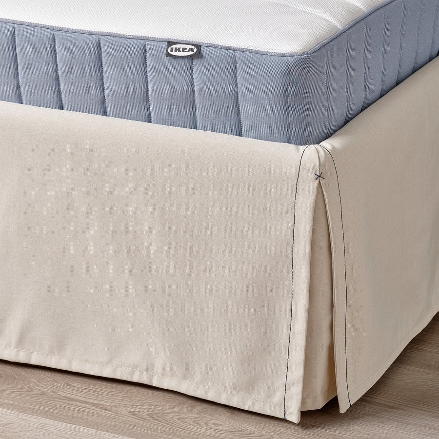TÄRNKULLEN upholstered bed frame, Vissle beige/Lillhällan, 140x200 cm