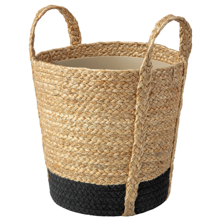 TÄRNMÅS plant pot, indoor/beige/black, 24 cm