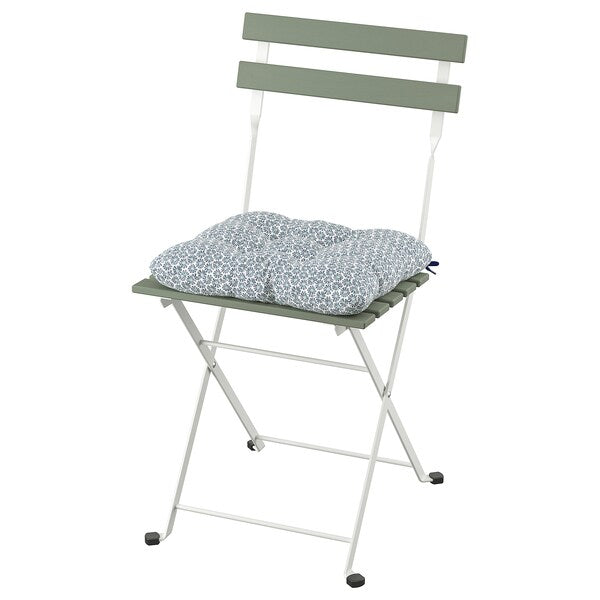 TÄRNÖ - Garden chair, folding white/green/Klösan blue