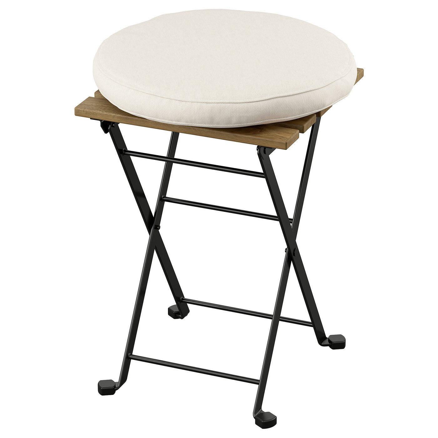 TÄRNÖ stool, outdoor, folding black/light brown stained/Frösön/Duvholmen beige, 39x79x40 cm