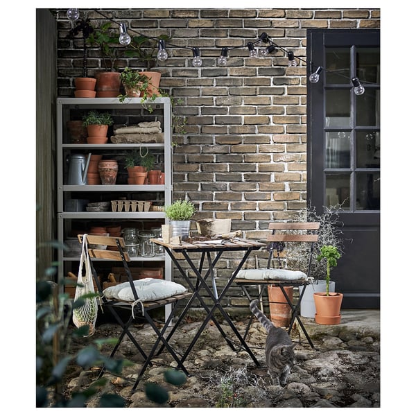 TÄRNÖ table, outdoor, black/light brown stained, 55x54 cm