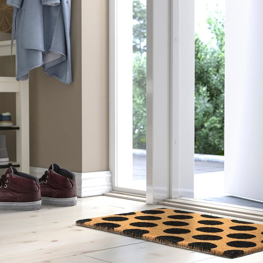 TÅGFORDON door mat, black/dot pattern, 40x60 cm