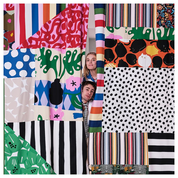 TAGGLUSERN pre-cut fabric, black/white, 150x300 cm