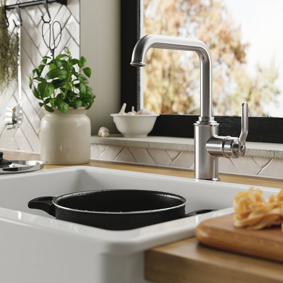 TAKSJÖN kitchen mixer tap single side lever, stainless steel colour