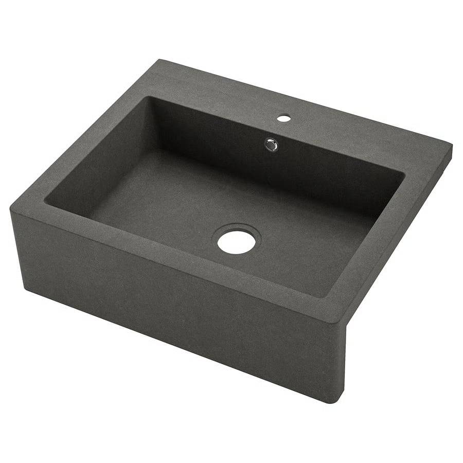 TALLSJÖN sink bowl w visible front, dark grey/stone effect, 80x65 cm