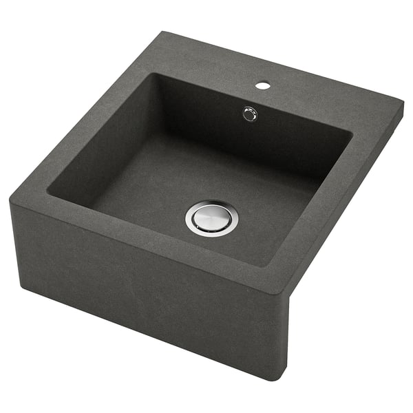 TALLSJÖN sink bowl w visible front, dark grey/stone effect, 60x65 cm