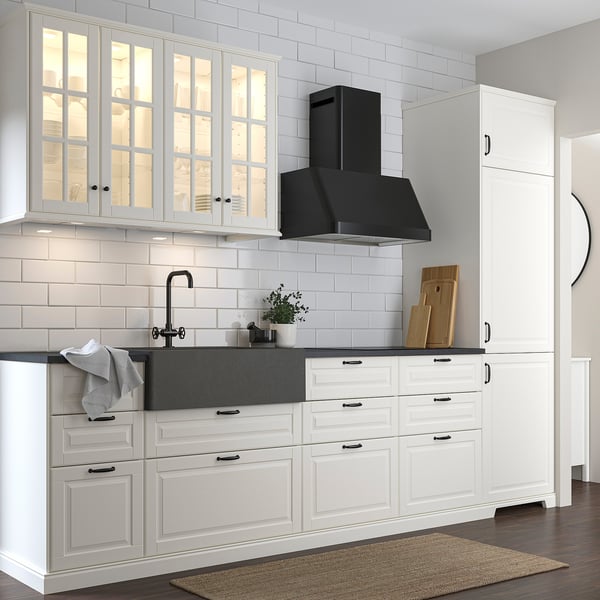 TALLSJÖN sink bowl w visible front, dark grey/stone effect, 80x65 cm