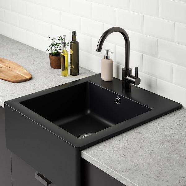 Ikea TALLSJÖN - Sink with visible front, dark gray/stone effect,60x65 cm
